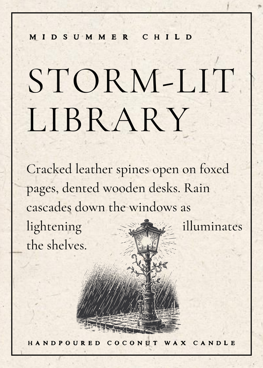 Storm-Lit Library Candle